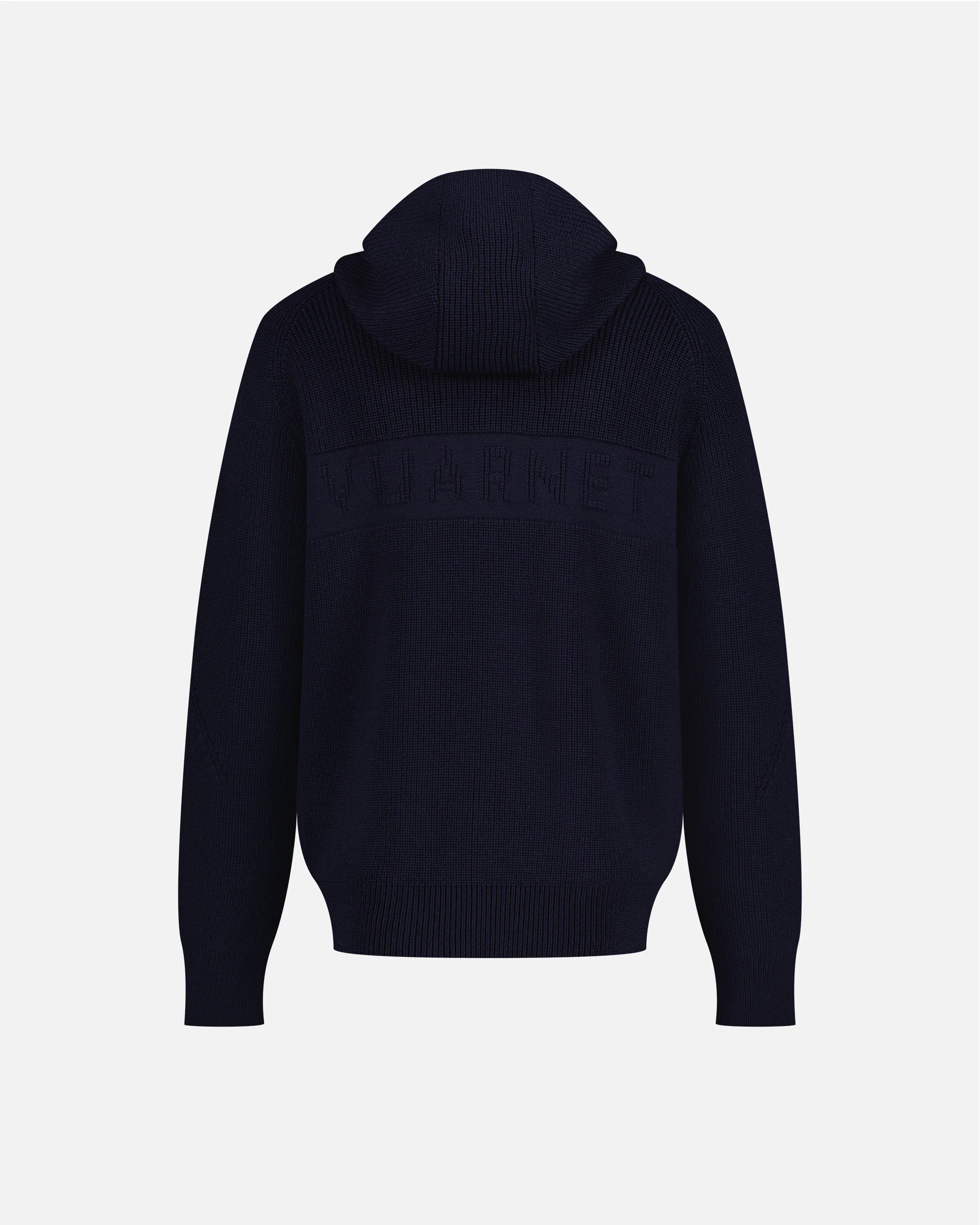 NAVY BLUE MEN'S HOODED MERINO JUMPER - Image 6