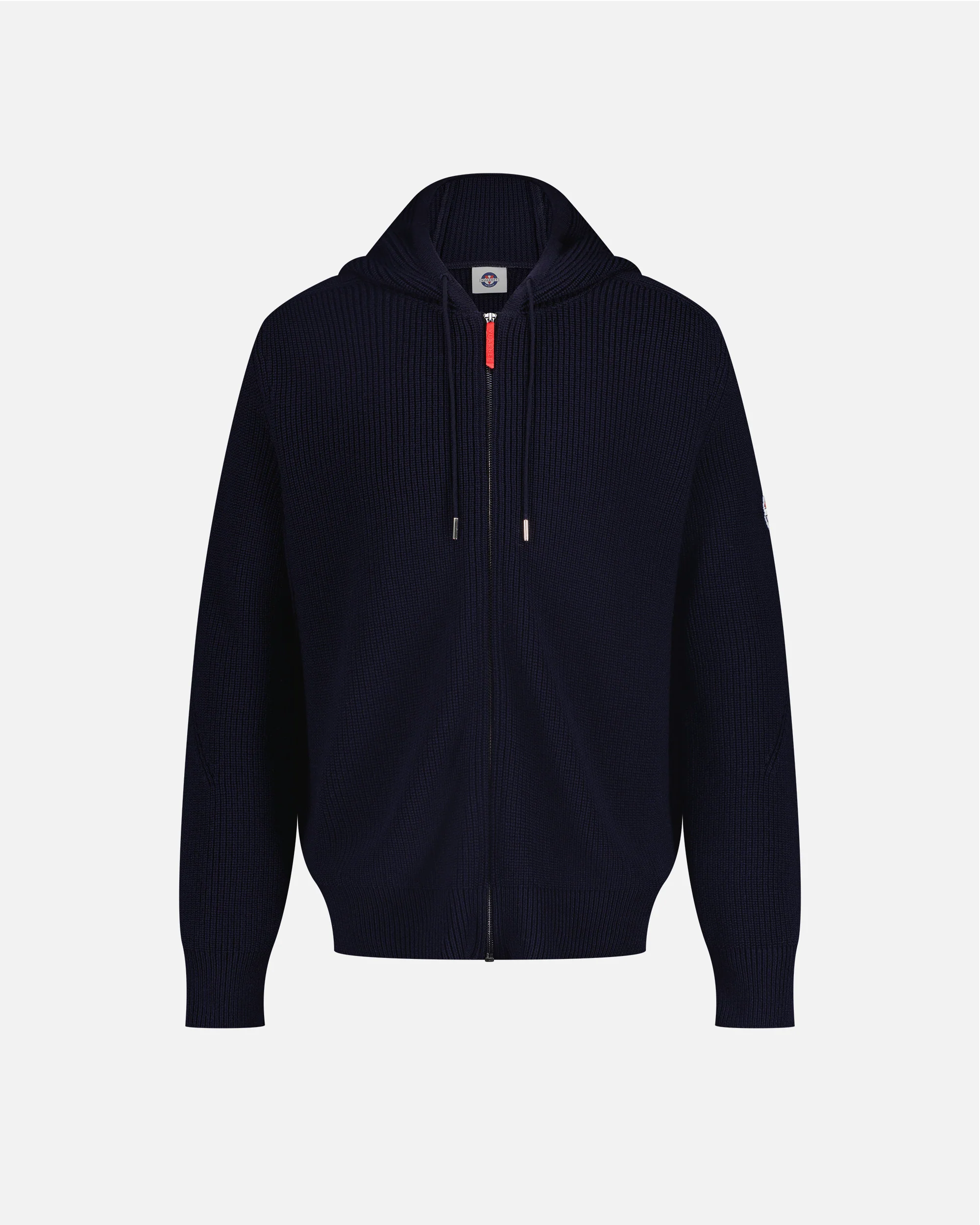 NAVY BLUE MEN'S HOODED MERINO JUMPER - Image 7